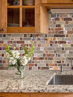 New Venatian Gold with Slate Burgundy Glass Backsplash Tile BA1026