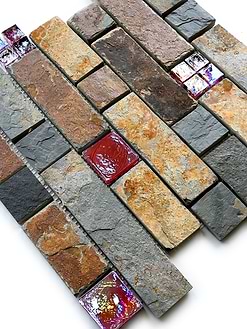 Rustic Brown Slate Burgundy Glass Backslash 2