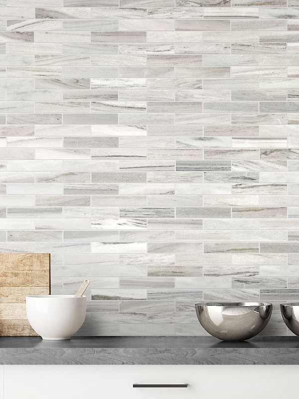 Modern White Gray Subway Marble Backsplash Tile