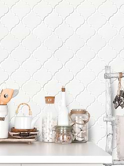 White Ceramic Arabesque Wall Tile BA311526 from backsplash.com