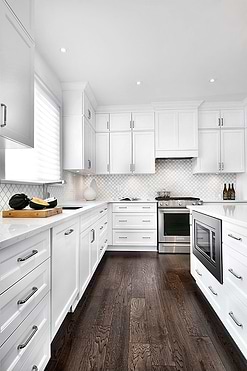 White Kitchen With Arabesque Backsplash Mosaic Tile