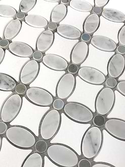 White & gray marble flower pattern floor wall mosaic tile