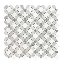White & gray marble flower pattern floor wall mosaic tile