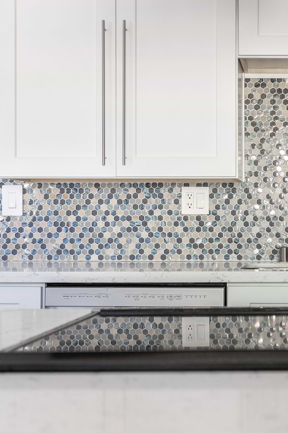 Blue Gray Hexagon Glass Marble Mosaic Tile BA62026 2