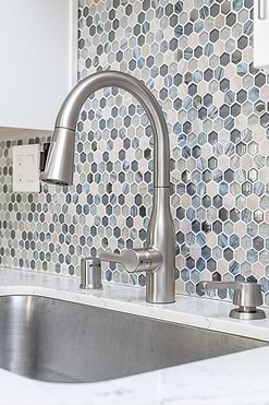 Blue Gray Hexagon Glass Marble Mosaic Tile BA62026 3