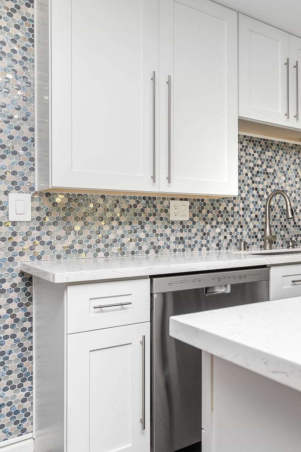 Blue Gray Hexagon Glass Marble Mosaic Tile BA62026 4