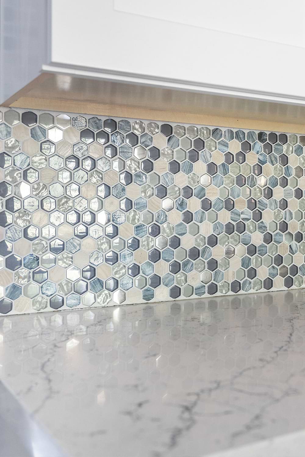 Blue Gray Hexagon Glass Marble Mosaic Tile BA62026 5
