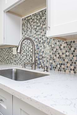 Blue Gray Hexagon Glass Marble Mosaic Tile BA62026 6