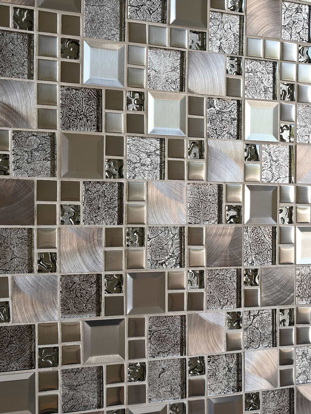 Glass and metal copper gray color backsplash tile BA62010 11