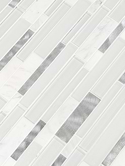 White Interlocking Marble Glass Metal Backsplash Tile BA62032