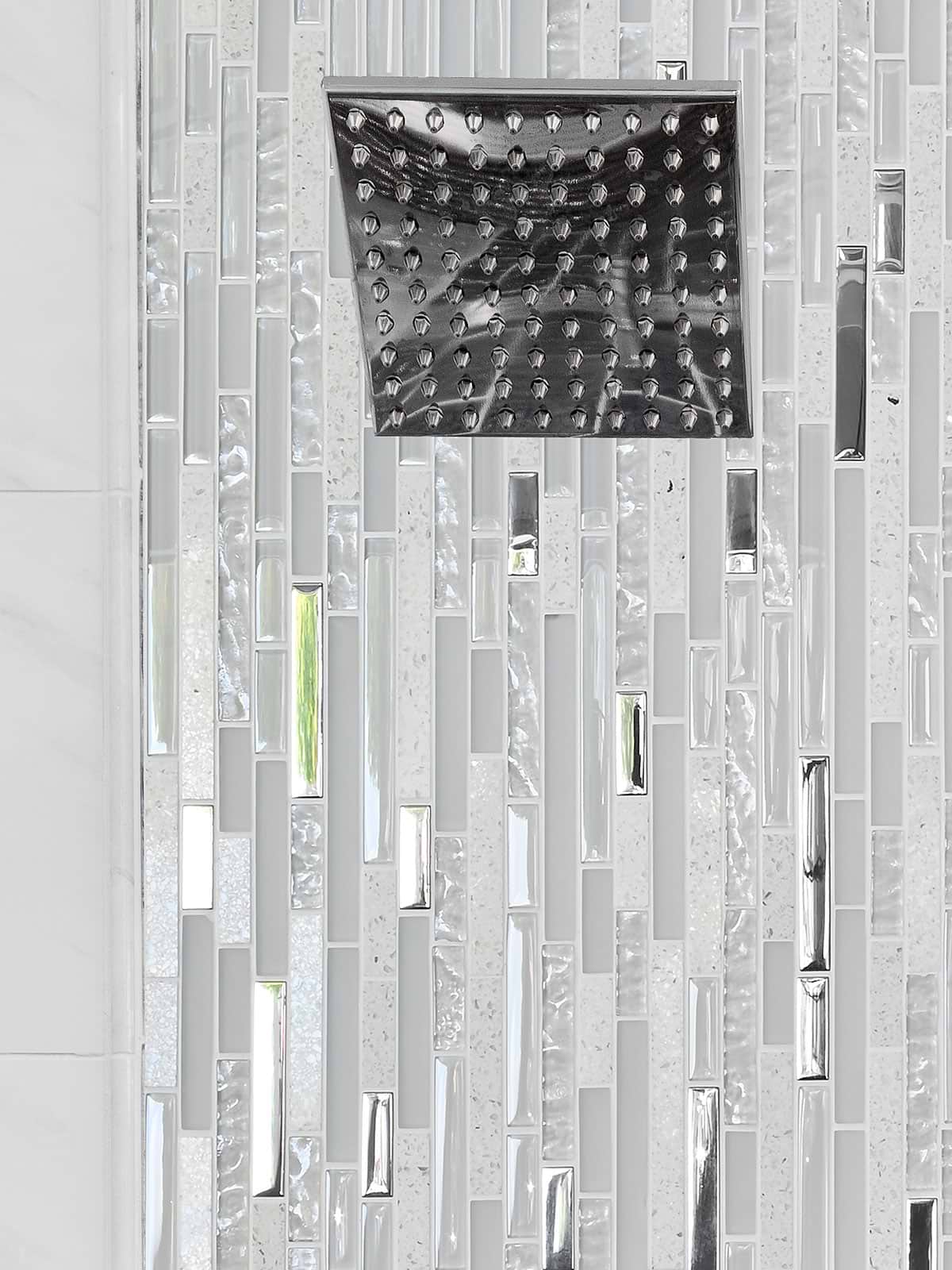 white quartz glass mosaic tile shower design BA62038