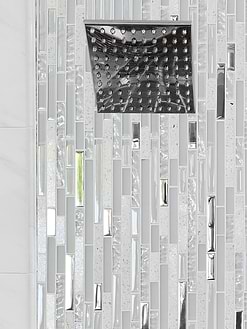white quartz glass mosaic tile shower design BA62038