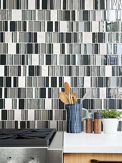 Gray Blue Silver Glass Marble Mosaic Backsplash Tile BA1191