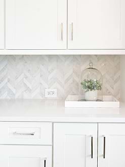 White modern marble chevron mosaic backsplash tile 1 BA631613