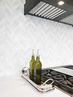 White modern marble chevron mosaic backsplash tile 4 BA631613