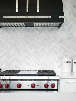 White modern marble chevron mosaic backsplash tile 5 BA631613