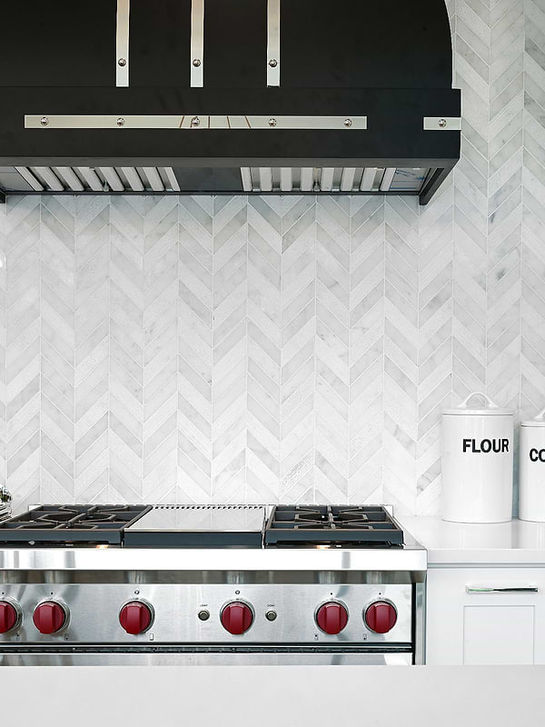 White modern marble chevron mosaic backsplash tile 5 BA631613