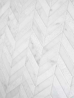 White modern marble chevron mosaic backsplash tile BA631613