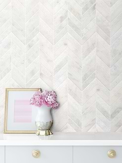 White modern marble chevron mosaic backsplash tile BA631613