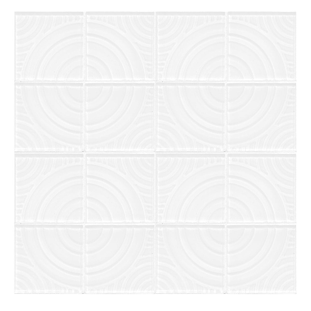 White glass backsplash tile with 3D pattern BA64001 1