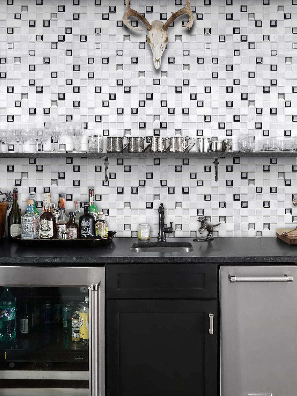 Bar Design Modern Glass Marble Backsplash Tile BA62047