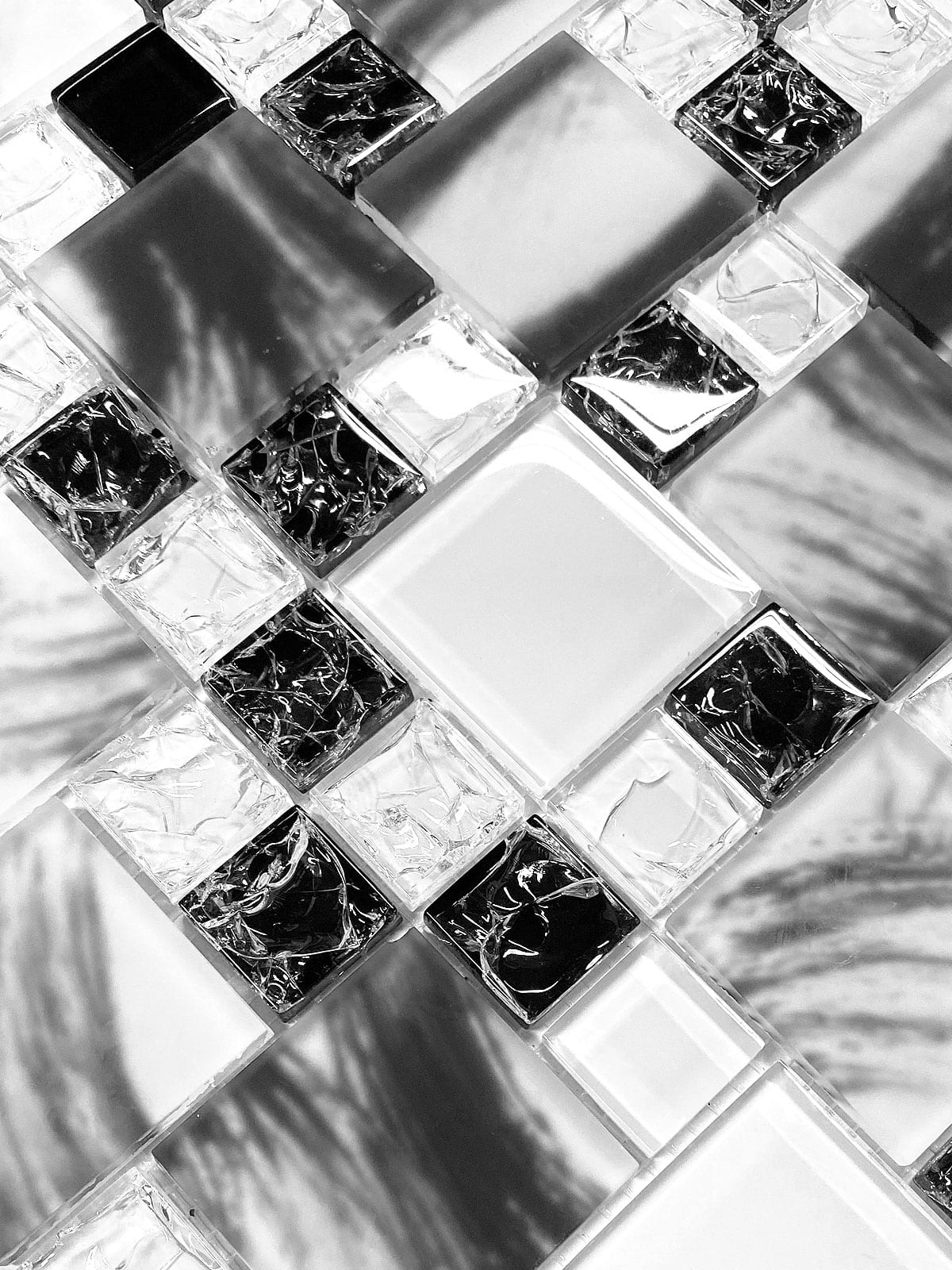 Black White Glass Mosaic Backsplash Tile BA64002