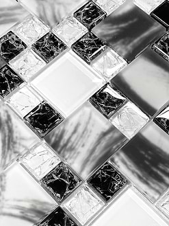 Black White Glass Mosaic Backsplash Tile BA64002