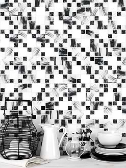 Black White Glass Mosaic Backsplash Tile BA64002