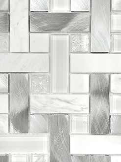 Modern White Metal Marble Glass Backsplash Tile BA1215