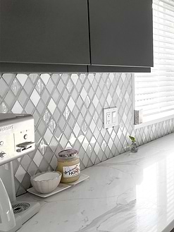 White Countertop Elegant White Rhomboid Backsplash Tile BA62046