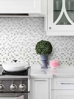 White Silver Mosaic Backsplash Tile 3 BA1206