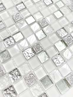 White Silver Mosaic Backsplash Tile 9 BA1206