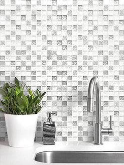 White Silver Mosaic Backsplash Tile BA1206