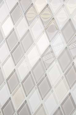 Beige Glass Rhomboid Design Kitchen Backsplash Tile