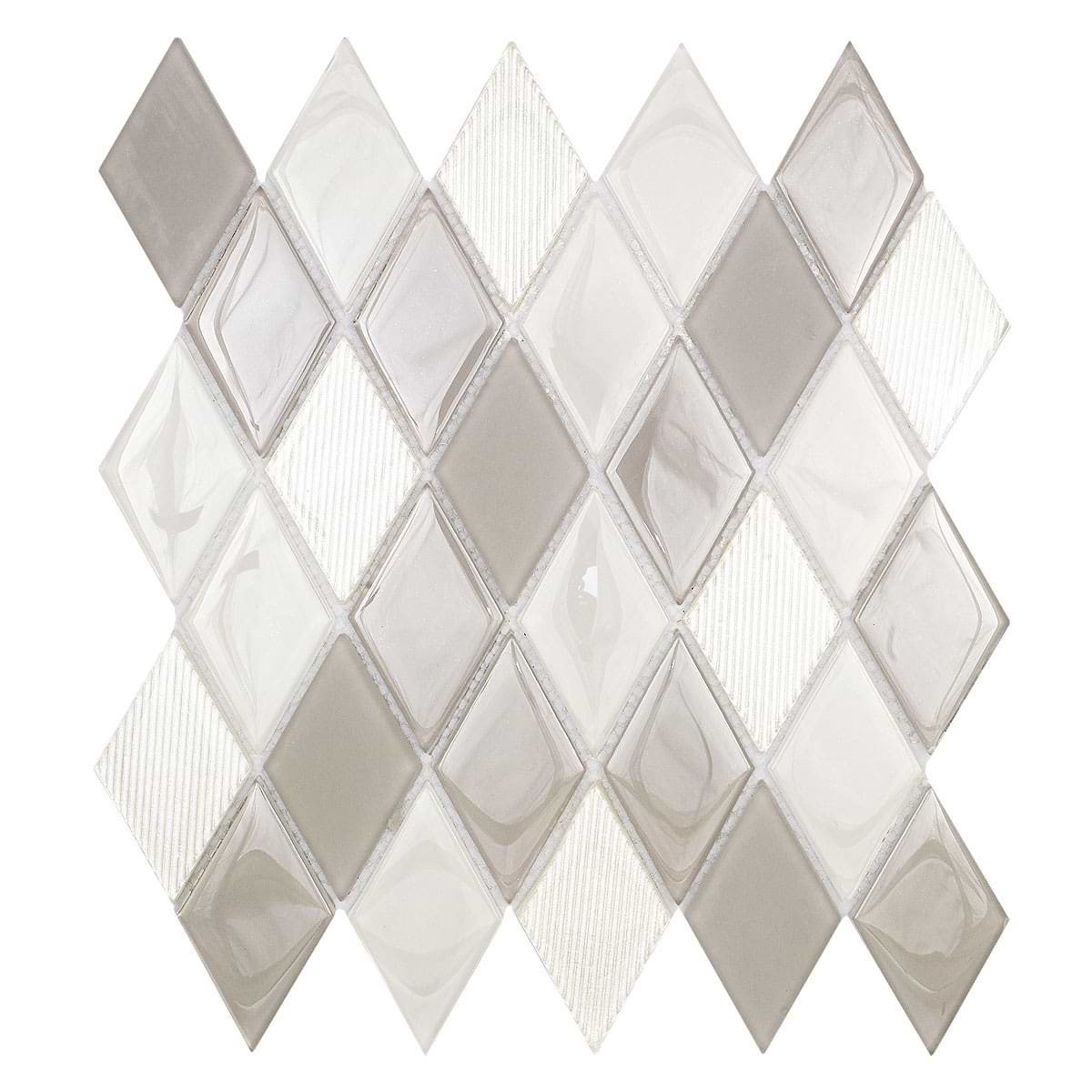 Beige Glass Rhomboid Design Kitchen Backsplash Tile