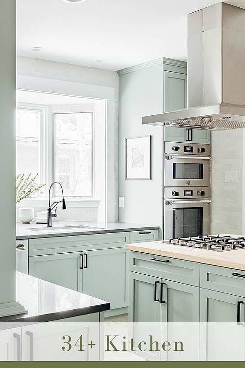 green kitchen cabinets
