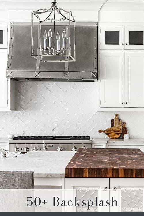 white herringbone backsplash ideas