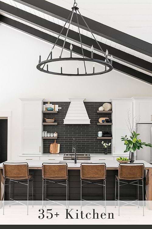 White Cabinets with Dark Backsplash
