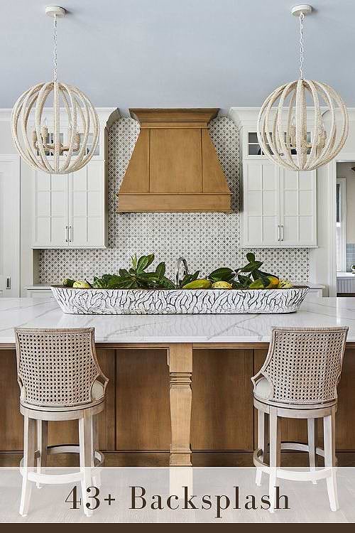 Mosaic Tile Backsplash with White Cabinets