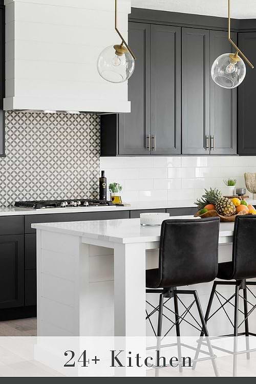 Black Cabinets with Brass Hardware