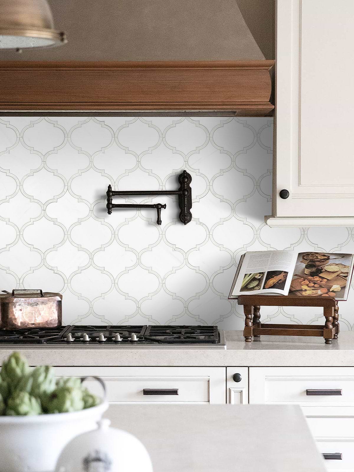 Beige Kitchen Mother of Pearl Waterjet Backsplash Tile BA7008