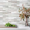 Modern Subway Rosewood and Gray Marble Mosaic Backsplash Tile BA6315
