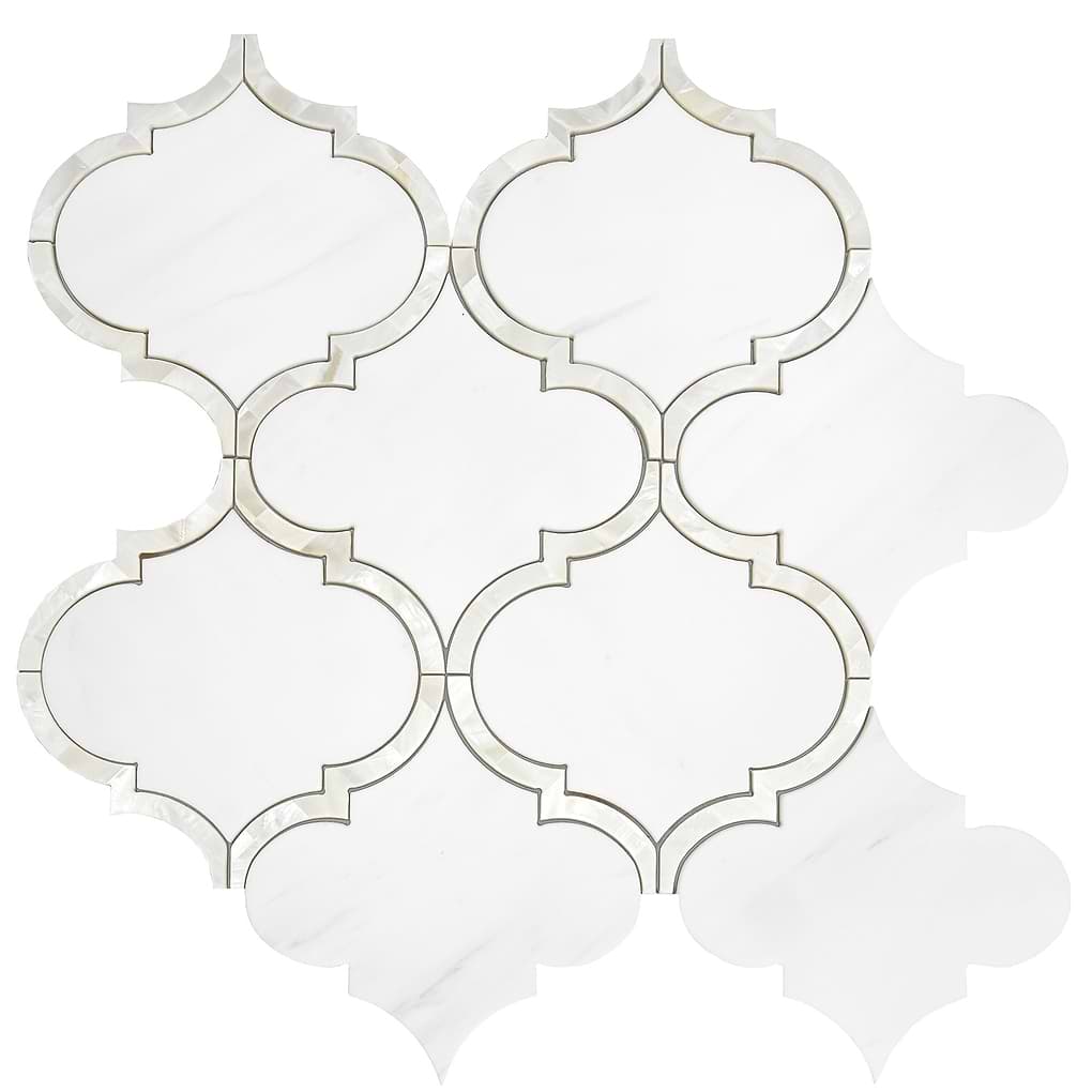 Mother of Pearl Waterjet White Mosaic Backsplash Tile BA7008 12