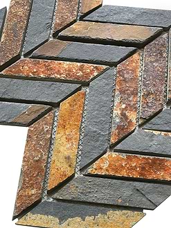 Rustic brown gray slate chevron mosaic backsplash tile ba1065 4