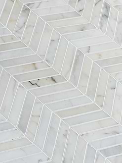 Warm Gold White Gray Chevron Mosaic Backsplash Tile BA6312 1