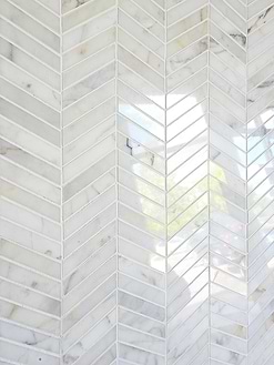Warm Gold White Gray Chevron Mosaic Backsplash Tile BA6312 3