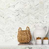 Warm Gold White Gray Chevron Mosaic Backsplash Tile BA6312