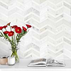White Gray Gold Chevron Marble Mosaic Backsplash Tile BA6311