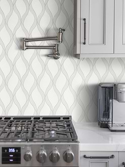 White Gray Waterjet Luxury Mosaic Backsplash Tile BA7006 1
