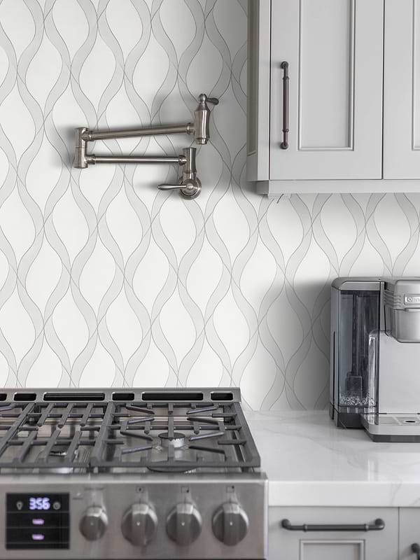White Gray Waterjet Luxury Mosaic Backsplash Tile BA7006 1